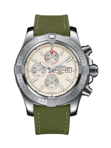 Breitling Super Avenger II Stainless Steel / Stratus Silver / Military / Pin