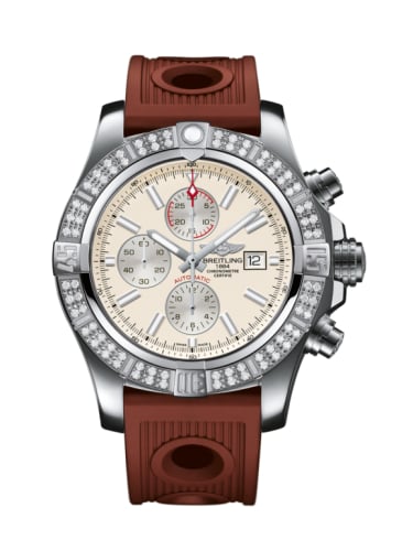 Breitling Super Avenger II Stainless Steel / Diamond / Stratus Silver / Rubber / Folding