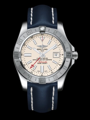 Breitling Avenger II GMT Stainless Steel / Stratus Silver / Calf / Folding