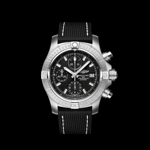 Breitling Avenger Chronograph 43 Stainless Steel / Black / Military / Pin