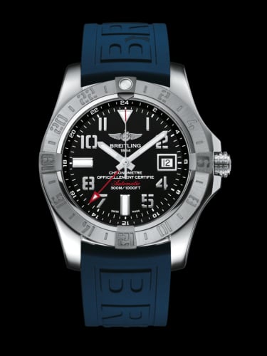 Breitling Avenger II GMT Stainless Steel / Volcano Black / Rubber / Folding
