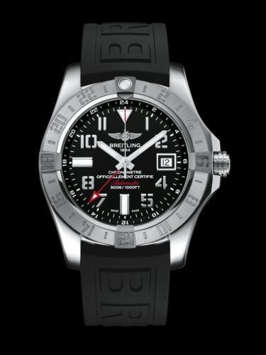 Breitling Avenger II GMT Stainless Steel / Volcano Black / Rubber / Pin
