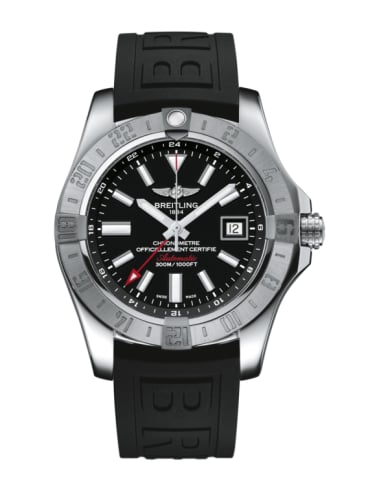 Breitling Avenger II GMT Stainless Steel / Volcano Black / Rubber / Pin