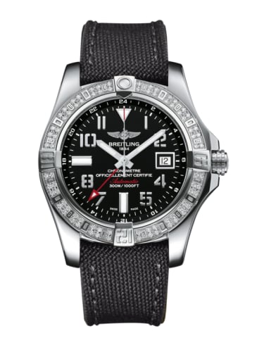Breitling Avenger II GMT Stainless Steel / Diamond / Volcano Black / Military