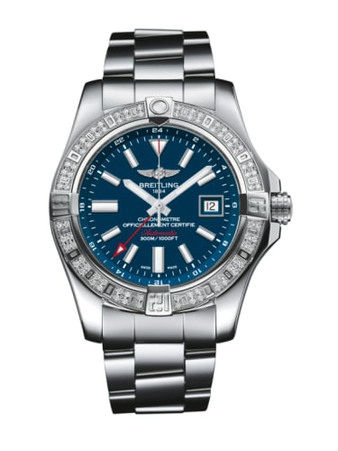 Breitling Avenger II GMT Stainless Steel / Diamond / Mariner Blue / Bracelet