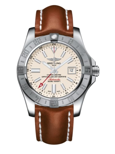 Breitling Avenger II GMT Stainless Steel / Stratus Silver / Calf / Folding