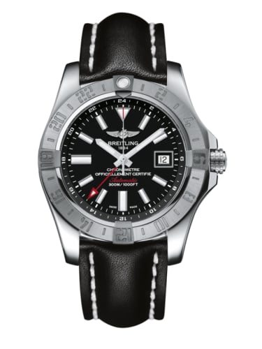 Breitling Avenger II GMT Stainless Steel / Volcano Black / Calf / Pin