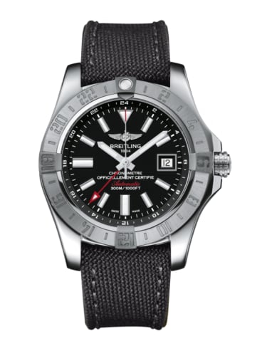 Breitling Avenger II GMT Stainless Steel / Volcano Black / Military / Pin