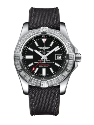 Breitling Avenger II GMT Stainless Steel / Diamond / Volcano Black / Military