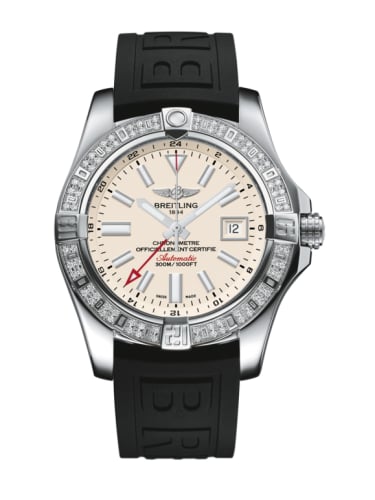 Breitling Avenger II GMT Stainless Steel / Diamond / Stratus Silver / Rubber