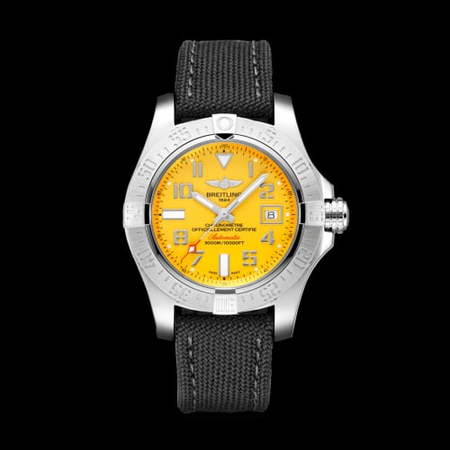 Breitling Avenger II Seawolf Stainless Steel / Cobra Yellow / Military / Pin