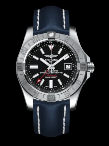 Breitling Avenger II GMT Stainless Steel / Volcano Black / Calf / Folding