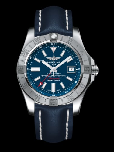 Breitling Avenger II GMT Stainless Steel / Mariner Blue / Calf / Pin