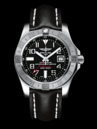 Breitling Avenger II GMT Stainless Steel / Volcano Black / Calf / Folding