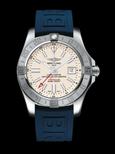 Breitling Avenger II GMT Stainless Steel / Stratus Silver / Rubber / Folding