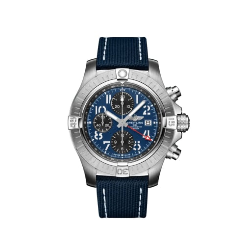 Breitling Avenger Chronograph GMT 45 Stainless Steel / Blue / Strap - Folding