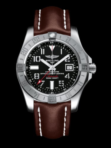 Breitling Avenger II GMT Stainless Steel / Volcano Black / Calf / Folding