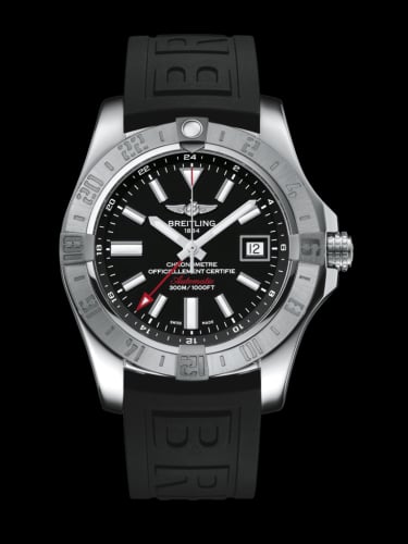 Breitling Avenger II GMT Stainless Steel / Volcano Black / Rubber / Folding