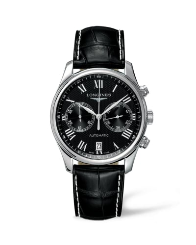 Longines Master Collection Chronograph 40 Stainless Steel / Black - Roman / Strap