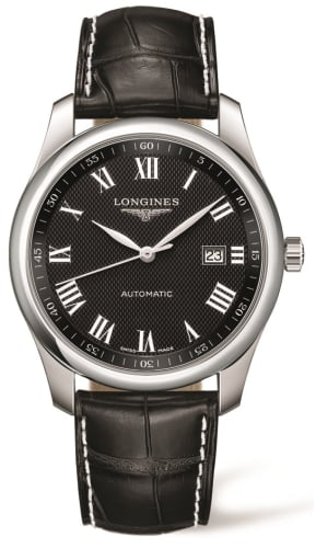 Longines Master Collection 40 Date Stainless Steel / Black-Roman / Alligator
