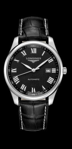 Longines Master Collection 42 Date Stainless Steel / Black-Roman / Alligator XL