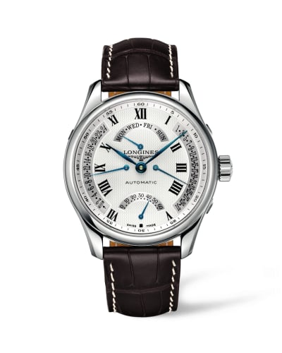 Longines Master Collection 44 Retrograde Stainless Steel / Silver-Roman / Alligator XL