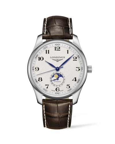 Longines Master Collection 42 Moonphase Stainless Steel / Silver-Arabic / Alligator
