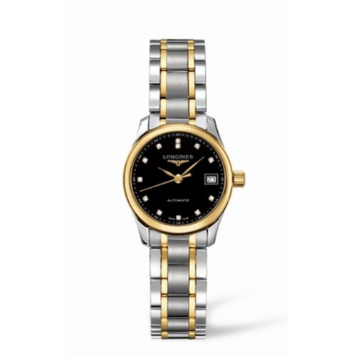 Longines Master Collection Date 25.5 Stainless Steel - Yellow Gold / Black / Bracelet