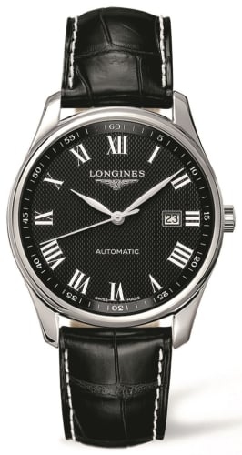 Longines Master Collection 42 Date Stainless Steel / Black-Roman / Alligator