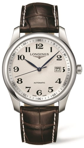 Longines Master Collection 40 Date Stainless Steel / Silver-Arabic / Alligator