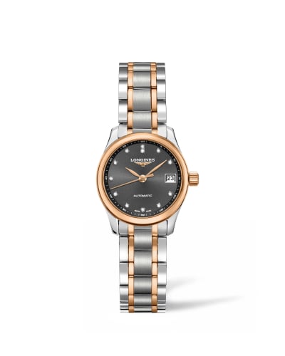 Longines Master Collection Date 25.5 Stainless Steel - Pink Gold / Grey / Bracelet