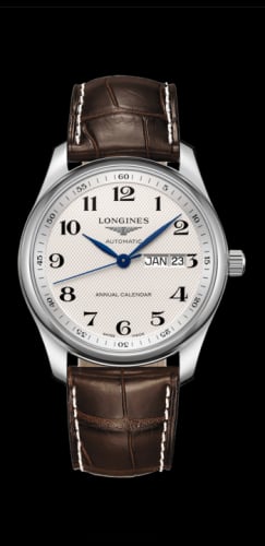Longines Master Collection 40mm Annual Calendar Stainless Steel / Silver-Arabic / Alligator