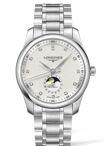 Longines Master Collection 40 Moonphase Stainless Steel / Silver-Diamond / Bracelet