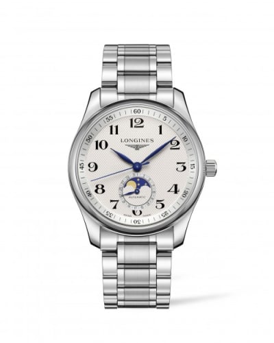 Longines Master Collection 40 Moonphase Stainless Steel / Silver-Arabic / Bracelet