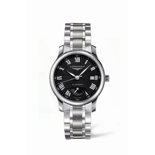Longines Master Collection 38.5mm Power Reserve Stainless Steel / Black-Roman / Bracelet