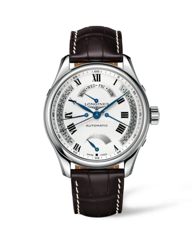 Longines Master Collection 44 Retrograde Power Reserve Stainless Steel / Silver-Roman / Alligator