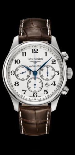 Longines Master Collection 44 Chronograph Stainless Steel / Silver-Arabic / Alligator