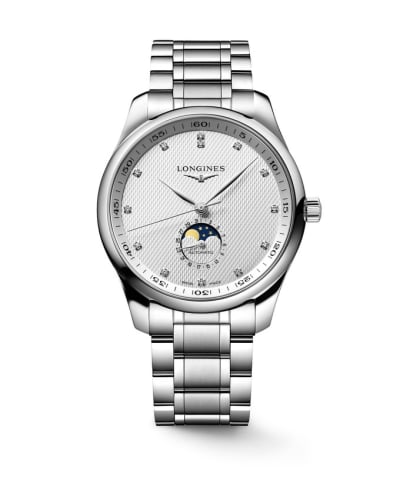Longines Master Collection 42 Moonphase Stainless Steel / Silver - Diamond / Bracelet