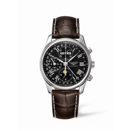 Longines Master Collection 40 Chronograph Calendar Stainless Steel / Black / Strap