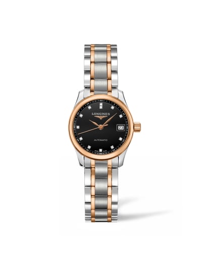 Longines Master Collection Date 25.5 Stainless Steel - Pink Gold / Black / Bracelet