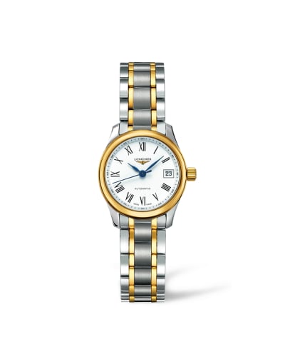 Longines Master Collection Date 25.5 Stainless Steel - Yellow Gold / White - Roman / Bracelet