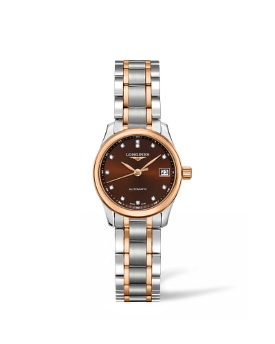 Longines Master Collection Date 25.5 Stainless Steel - Pink Gold / Brown / Bracelet