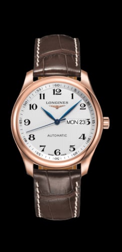 Longines Master Collection 38.5 Day Date Pink Gold / Silver-Arabic / Alligator XL