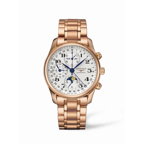 Longines Master Collection 40 Chronograph Calendar Pink Gold / Silver / Bracelet
