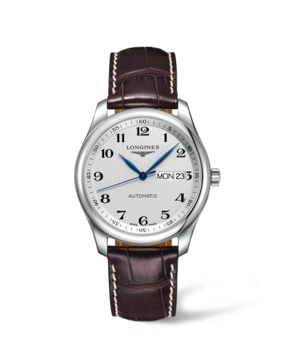 Longines Master Collection 38.5 Day Date Stainless Steel / Silver-Arabic / Alligator