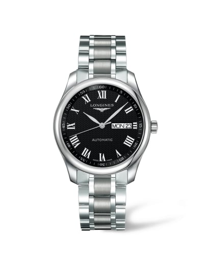 Longines Master Collection 38.5 Day Date Stainless Steel / Black-Roman / Bracelet