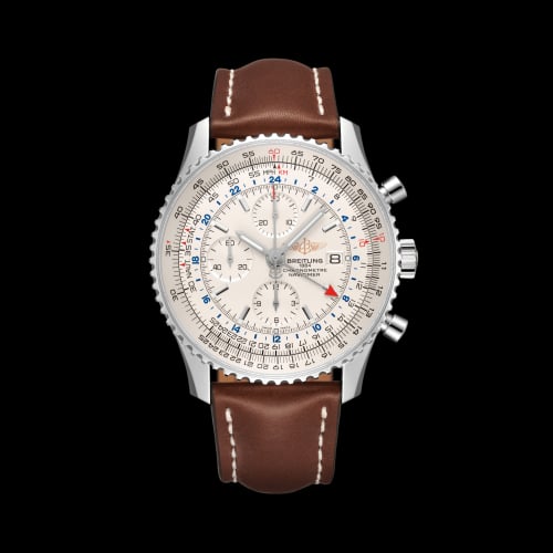 Breitling Navitimer World Stainless Steel / Silver / Calf / Pin