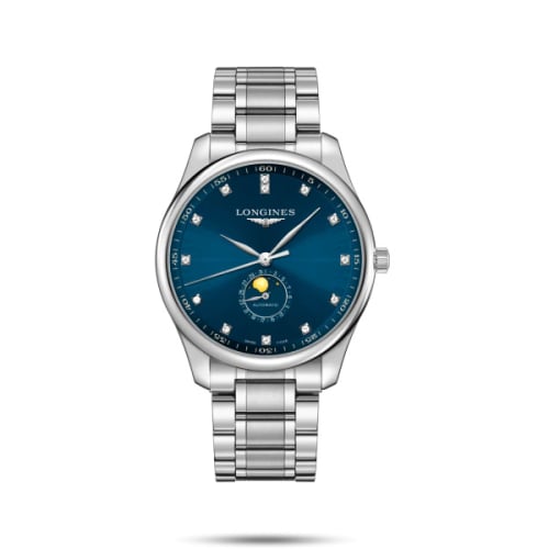 Longines Master Collection 42 Moonphase Stainless Steel / Blue - Diamond / Bracelet
