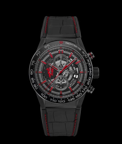 TAG Heuer Carrera Calibre Heuer 01 45 Stainless Steel / Skeleton / Alligator / Manchester United
