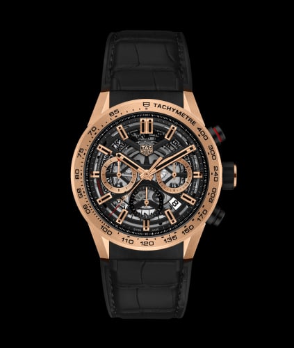 TAG Heuer Carrera Calibre Heuer 02 43 Rose Gold / Skeleton / Alligator